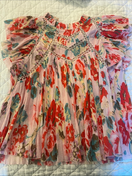 Sea Tops - Sea crinkle cotton floral blouse